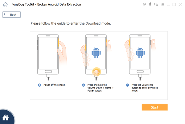 在 FoneDog Broken Android 数据提取上进入下载模式