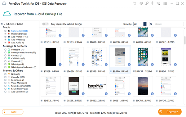 访问 iCloud 照片：FoneDog iOS数据恢复