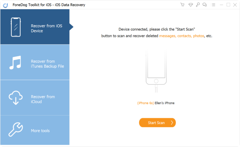 如何使用 FoneDog iOS 数据恢复-扫描打印 iMessages 对话