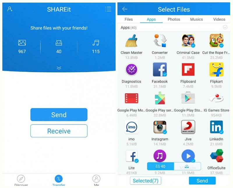 在Android Uing ShareIt上预览转移的iPhone照片