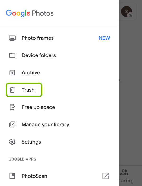 Android 设备上的 Google 照片垃圾桶