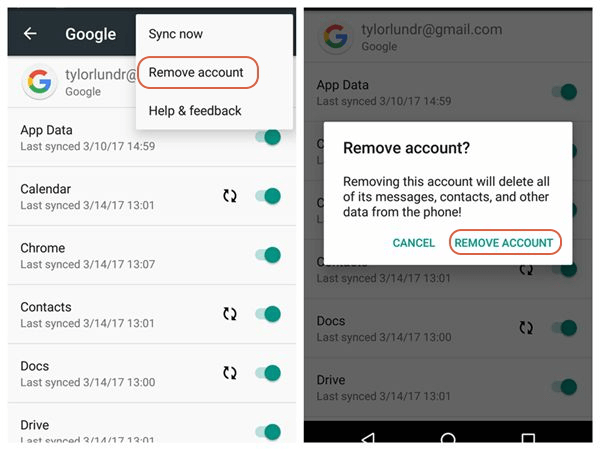 解决错误代码920 And​​roid删除帐户