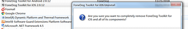 Fonedog Ios Toolkit卸载确认