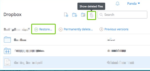 从Dropbox删除的文件中恢复