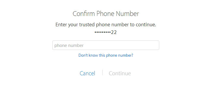 通过确认电话号码重置Appleid密码