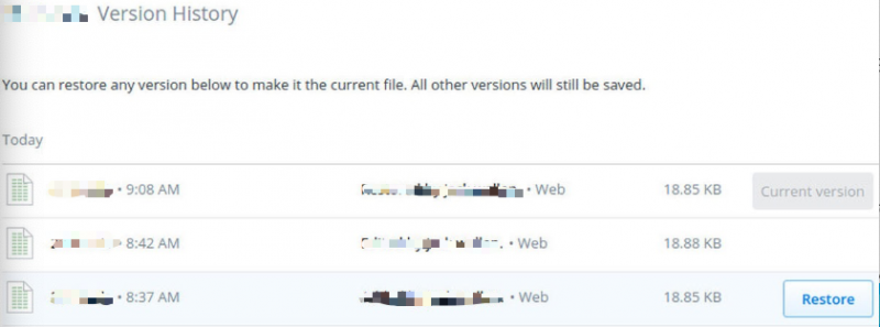 恢复到Dropbox的先前版本