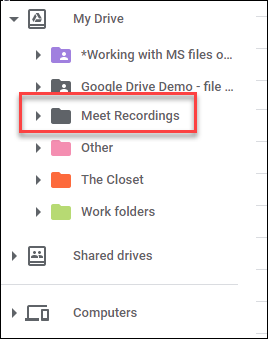Google Meet 录音保存在哪里：Google 云端硬盘