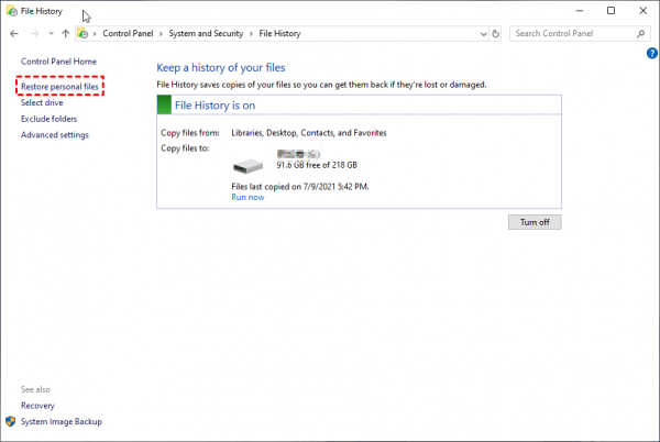 使用 Windows 文件历史记录恢复 Microsoft Project 文件