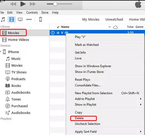 从 Mac/Windows 上的 iTunes 资料库中删除电影