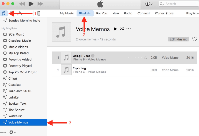 在 iTunes 中查找语音备忘录