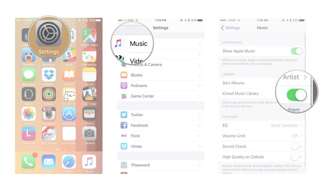 使用 iCloud 将 iPhone 音乐传输到 iPad