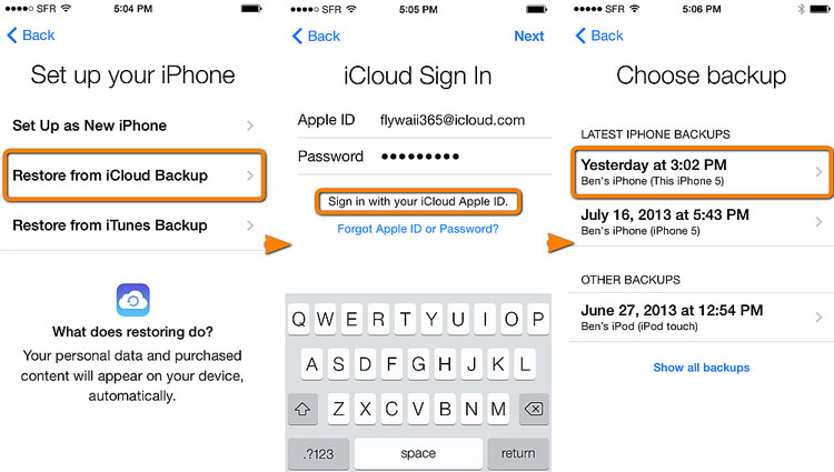 使用 iCloud 从损坏的 iPhone 中检索短信