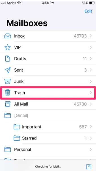 从 iPhone 上的垃圾箱中恢复已删除的电子邮件