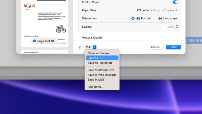 在 Mac 计算机上将 iMessage 导出为 PDF 文件
