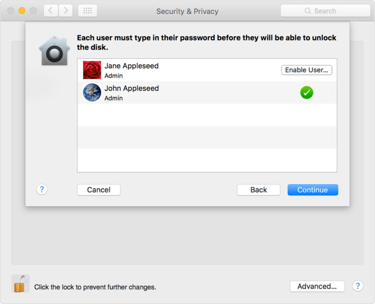 Osx Elcapitan安全隐私Filevault用户