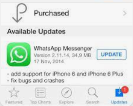 在 iOS 上更新 WhatsApp Messenger