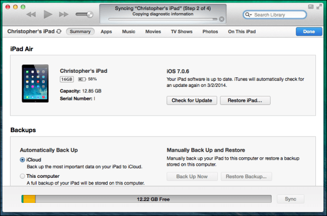 使用iTunes将数据从iPad传输到新iPad