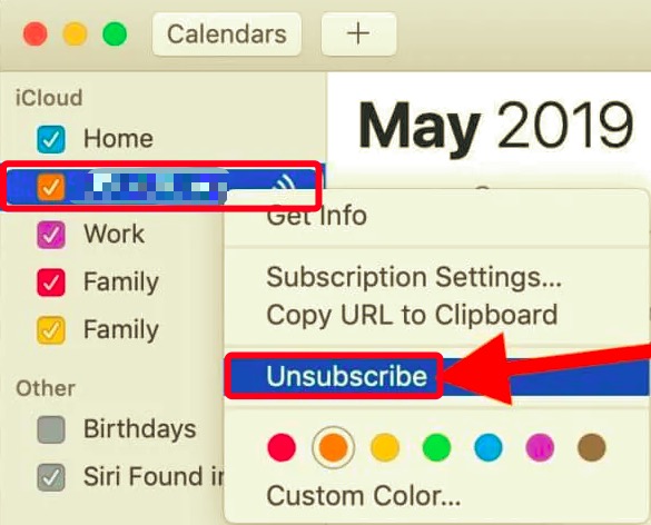 在 Mac 上删除订阅的日历事件