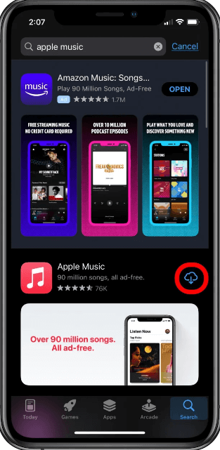 通过使用 App Store 重新安装您的音乐应用程序