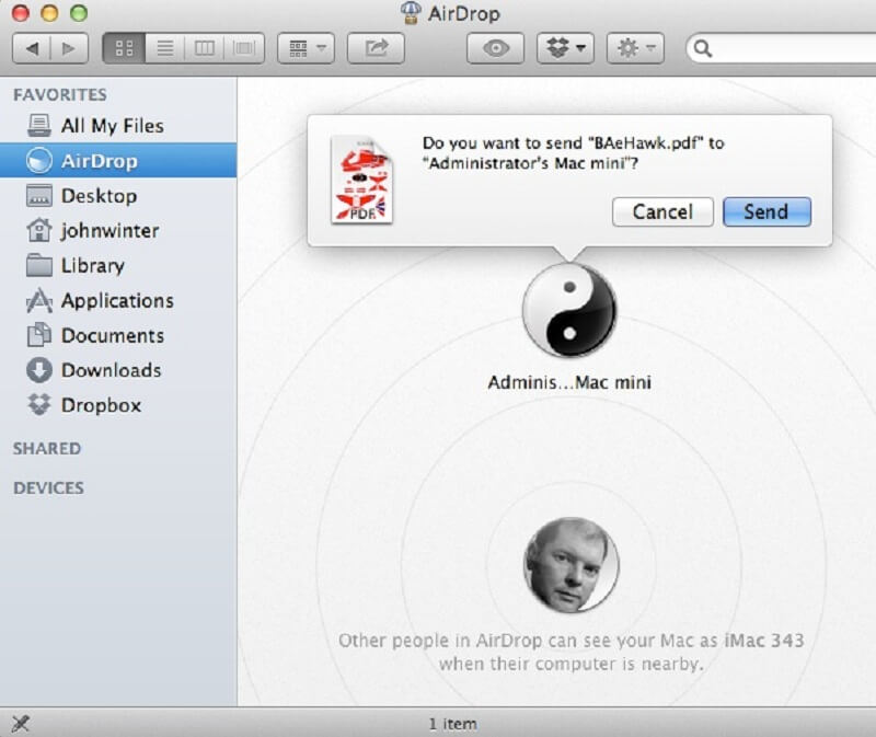Airdrop在Mac上发送