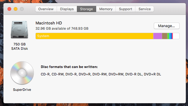 检查可用磁盘空间Mac存储