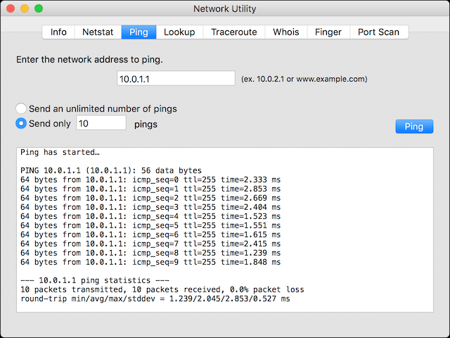 网络实用程序Mac Ping