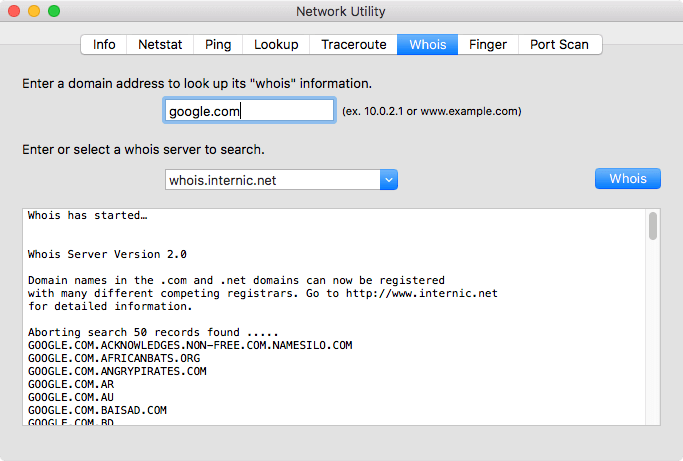 网络实用程序Mac Whois