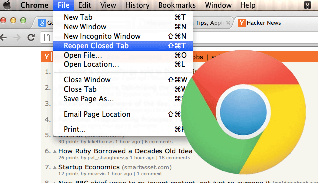 重新打开关闭的 Tap Mac Chrome