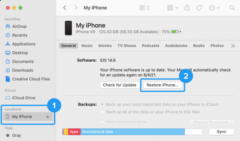 使用 Finder 恢复最近删除的 iPhone 消息