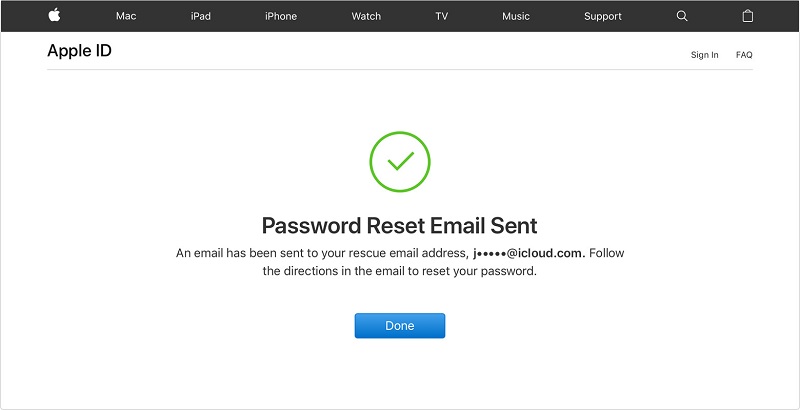 获取密码重置电子邮件以重置 Apple iTunes 密码