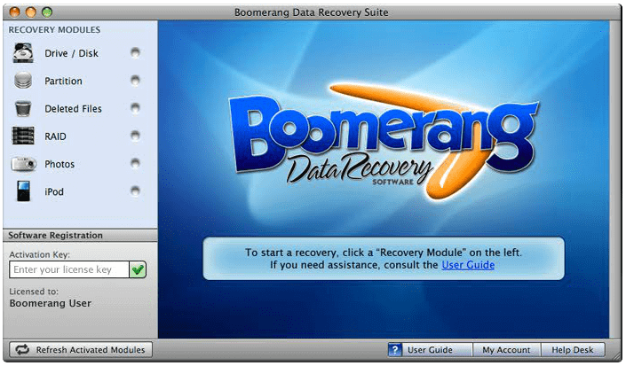 Recuva Mac 替代品 - Boomerang 数据恢复