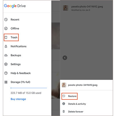 使用 Google Drive 在 Android 上恢复永久删除的照片