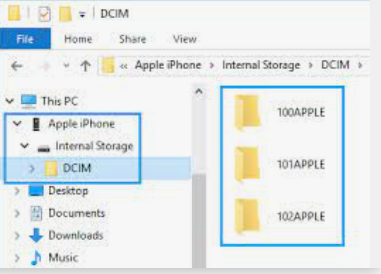 使用文件资源管理器在 PC 上访问 iPhone 设备照片