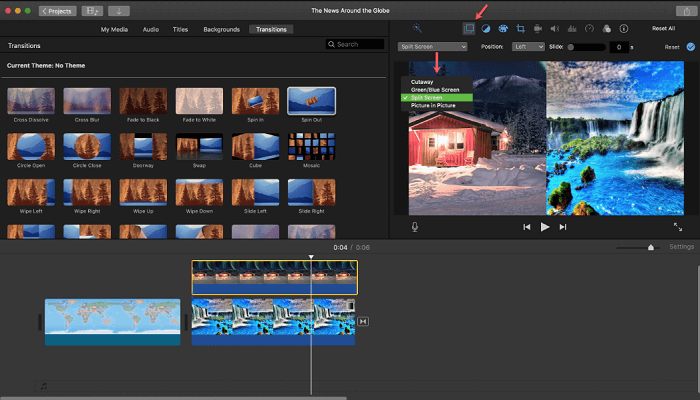 使用 iMovie 制作分屏剪辑