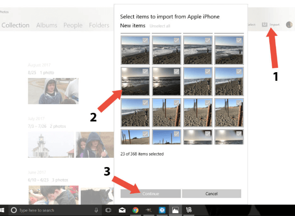 使用 Windows 照片应用程序在 PC 上访问 iPhone 设备照片