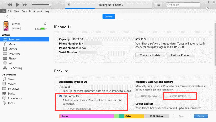 如何使用 iTunes 备份从 iPhone 恢复已删除的最近通话