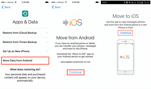 使用移动到 iOS 应用程序将数据从 LG 传输到 iPhone
