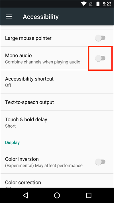 开启“单声道音频”选项以修复音量不断降低的问题Android