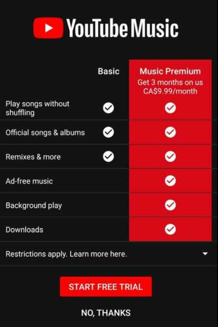 查看 Youtube Music Premium 的好处