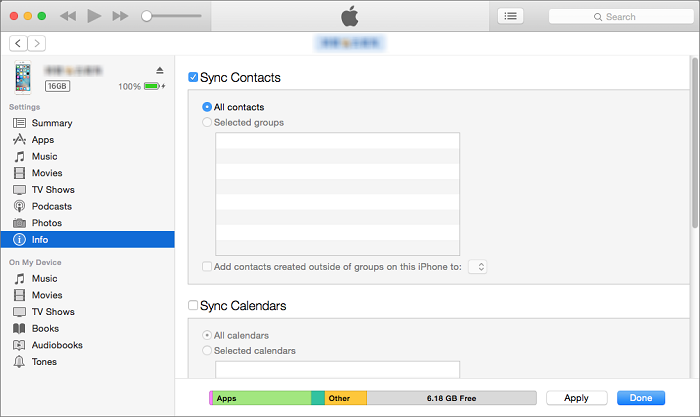 使用 iTunes 程序将联系人从 iPhone 转移到没有 iCloud 的 iPhone