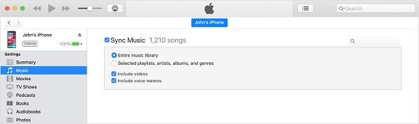 将音乐同步到 iTunes