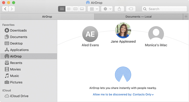 使用Airdrop将iPhone文件传输到Mac