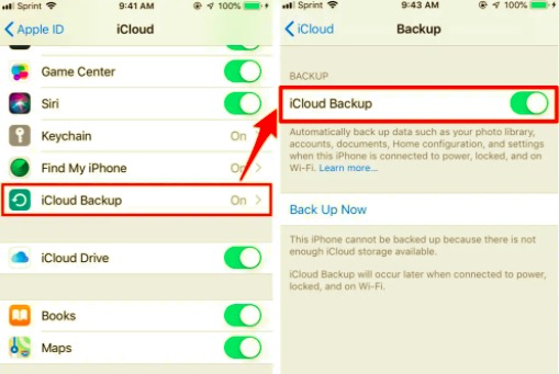打开 iCloud 备份以将应用程序从 iPhone 传输到 iPhone
