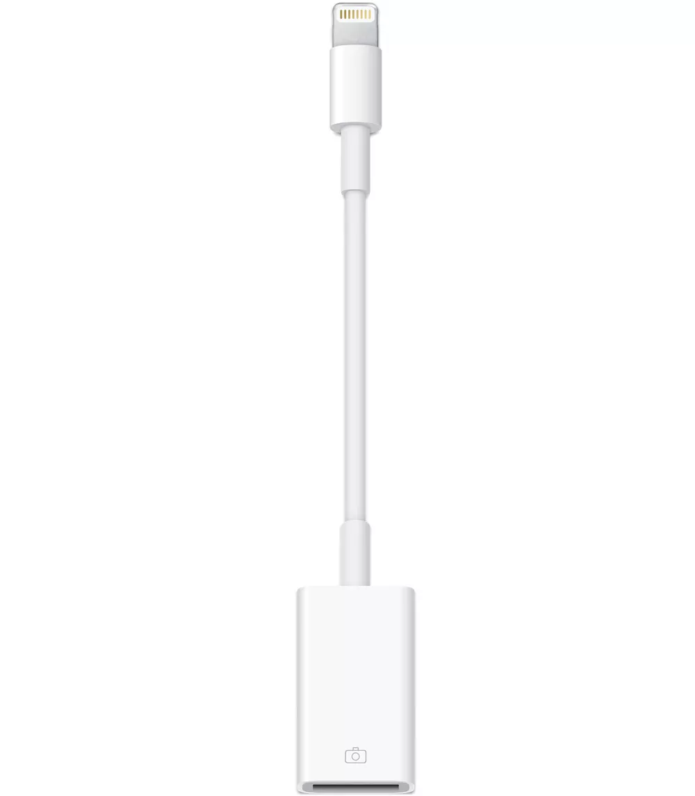 使用 Apple 闪电转 USB 相机转换器将照片从相机传输到手机