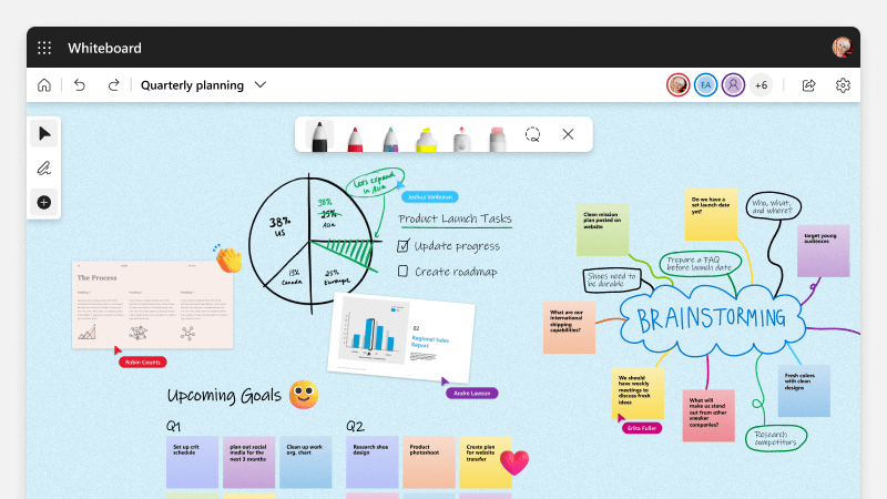 通过 Microsoft Whiteboard 为学生授课