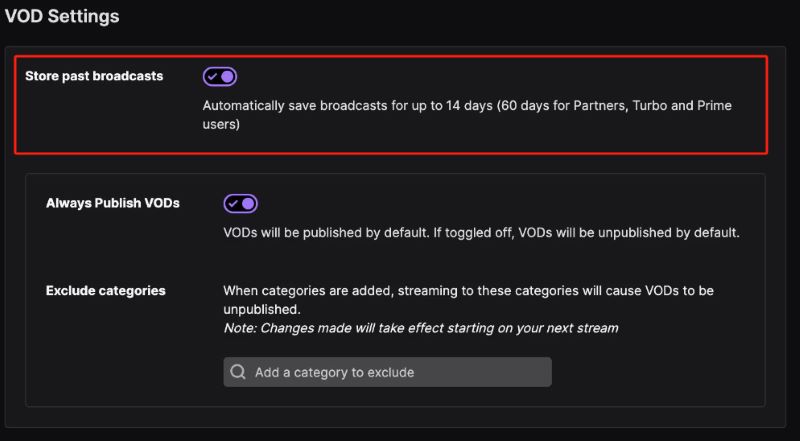 如何通过 VOD 功能录制 Twitch 直播