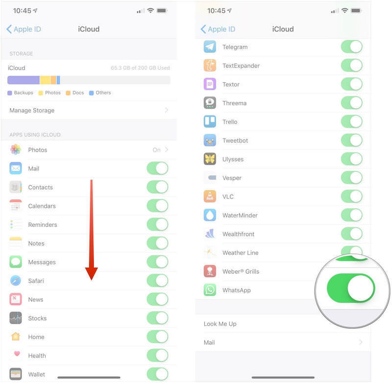 使用 iCloud 备份在两台 iPhone 设备之间传输 WhatsApp