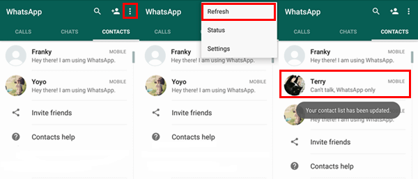 添加联系人Whatsapp刷新联系人