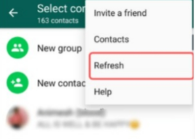 刷新 WhatsApp 联系人列表以修复 WhatsApp 联系人不显示姓名